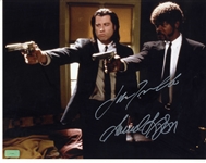John Travolta and Samuel L. Jackson Signed 14'' x 11'' Photo From ''Pulp Fiction''